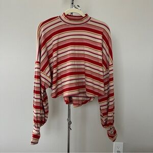 Free People Striped Red and White Women's Top